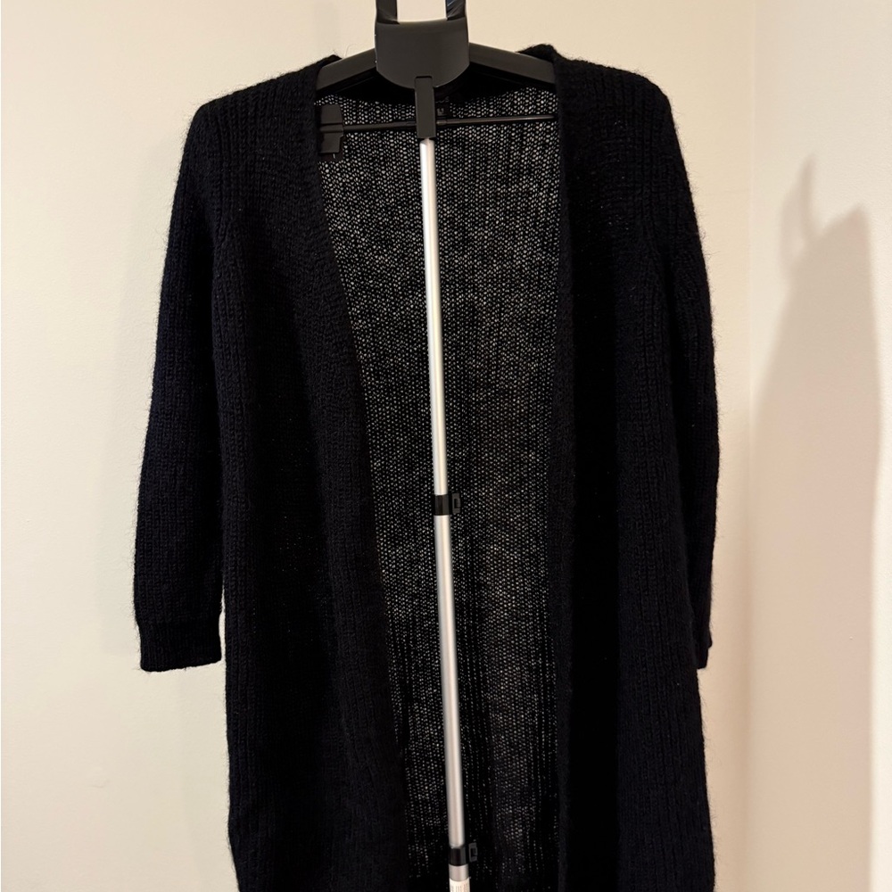 COS Black Open-Front Long Cardigan